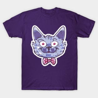 funny cat head with bow tie cartoon halftone dots T-Shirt